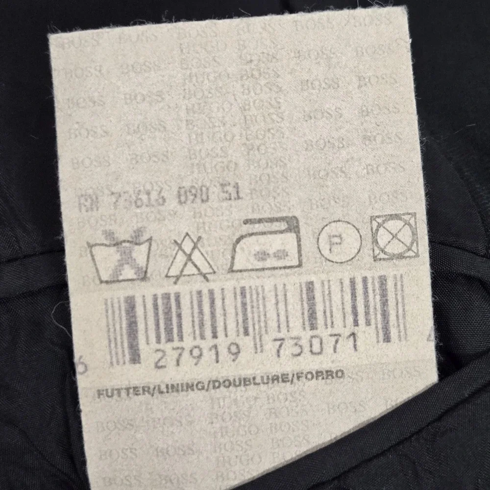 VINTAGE Hugo Boss Men Blazer 38S Black Wool Suit Jacket Button Long‎ Sleeve